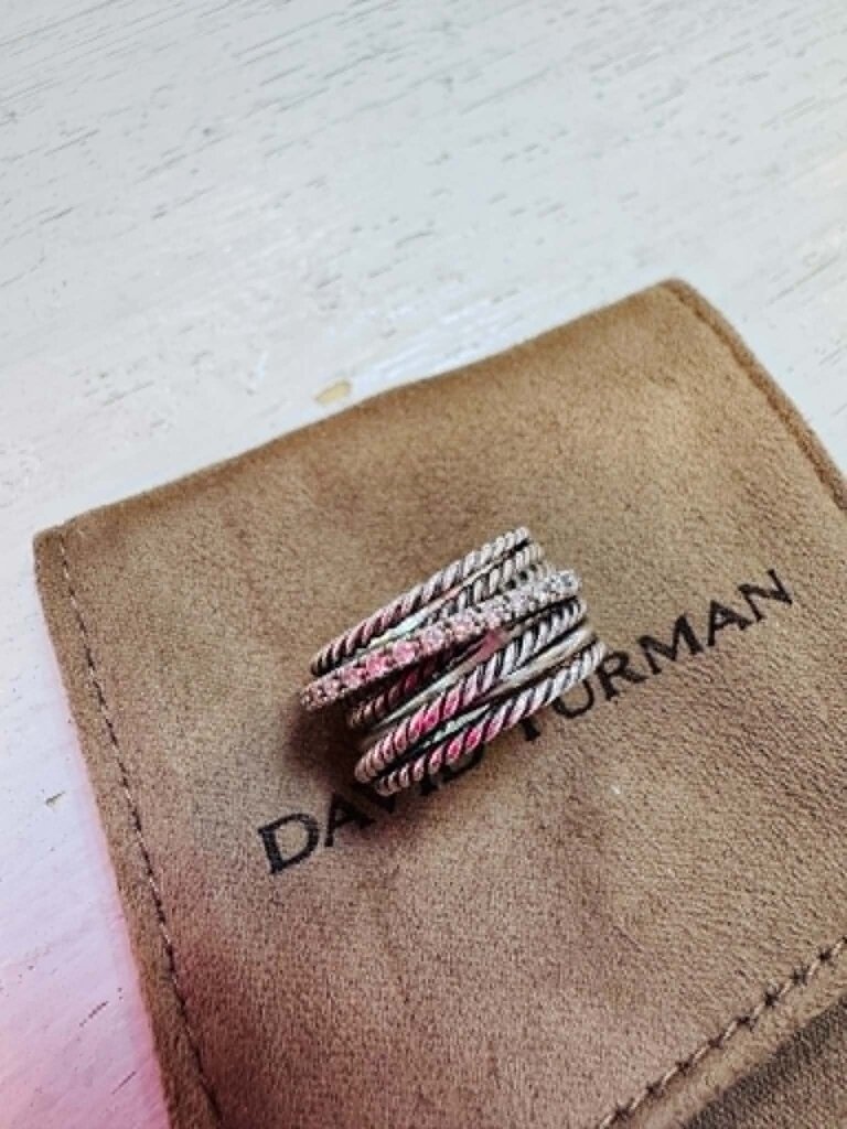 David Yurman Crossover Collection Sterling Silver With Diamonds Ring - Size 5