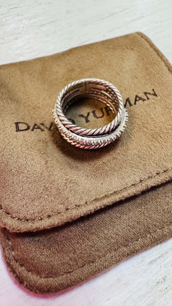 David Yurman Crossover Collection Sterling Silver With Diamonds Ring - Size 5