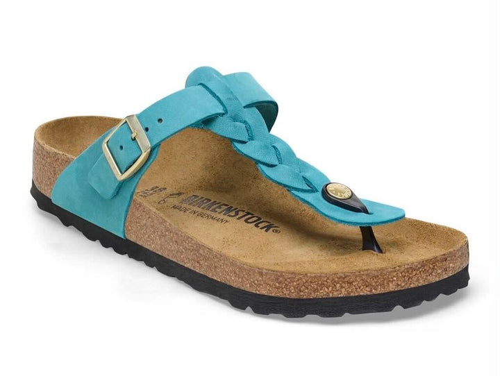 Birkenstock Gizeh Braided Oiled Leather Sandals In Biscay Bay - Size 36