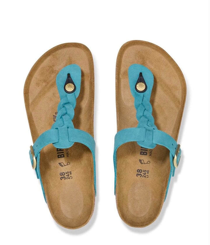 Birkenstock Gizeh Braided Oiled Leather Sandals In Biscay Bay - Size 36