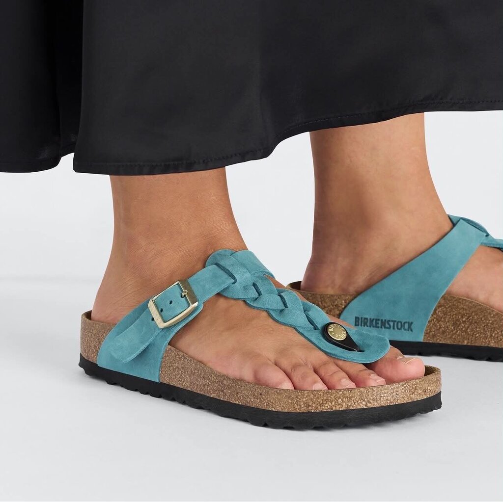 Birkenstock Gizeh Braided Oiled Leather Sandals In Biscay Bay - Size 36