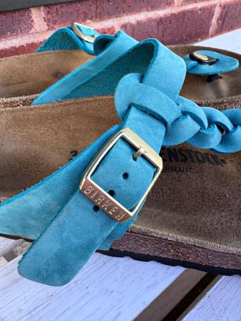 Birkenstock Gizeh Braided Oiled Leather Sandals In Biscay Bay - Size 36
