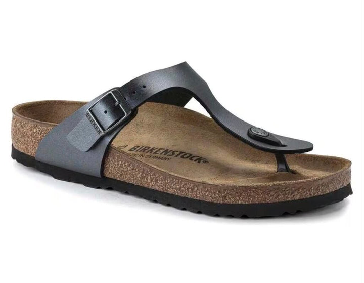 Birkenstock Gizeh Birko-Flor Sandals In Metallic Black - Size 36