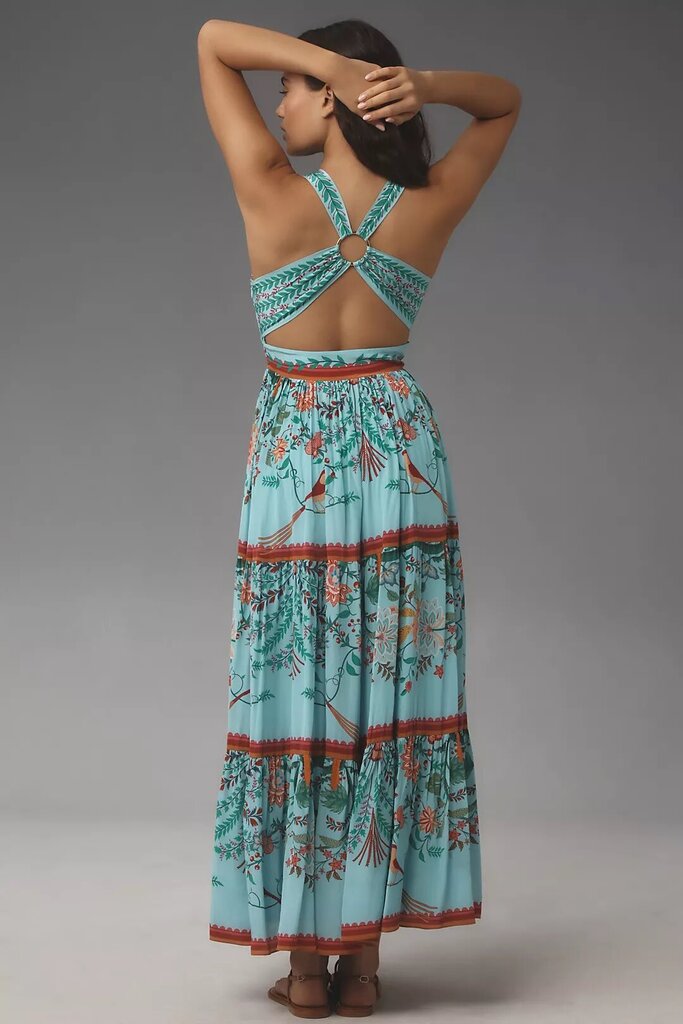 Limerick by Abirr n' Nanki V-Neck Tiered Floral Maxi Dress - Size Small