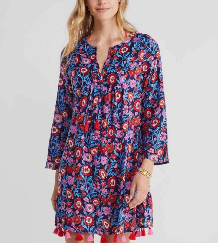 Vineyard Vines Tisbury Floral Tassel Dress - Size Large