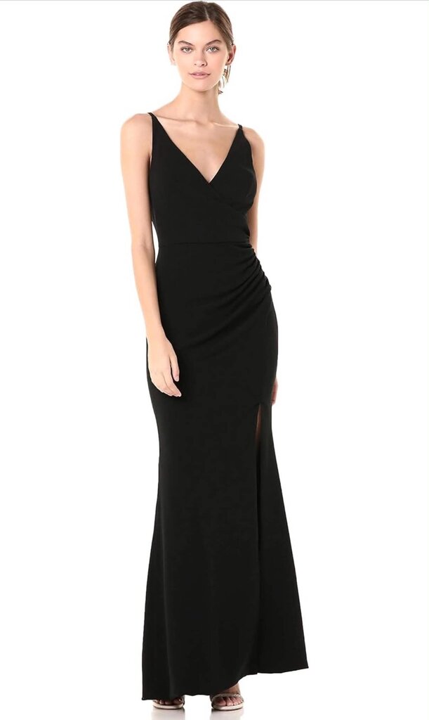 Dress The Population Jordan Plunging Drape Sleeveless Gown - Size Small