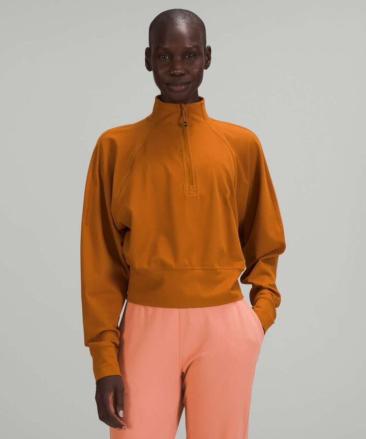 Lululemon Ready To Rulu Half- Zip Pullover in Butternut Brown- Size 10 (Org. Retail $108)