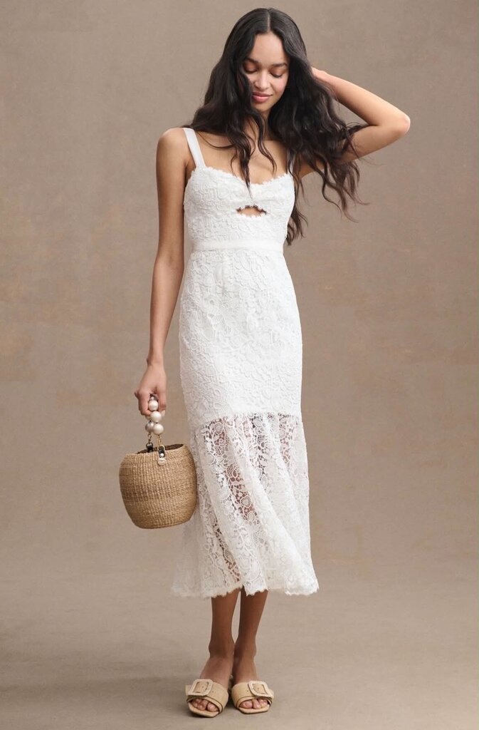 Saylor Malina Sleeveless Lace Cutout Midi Dress - Size Small
