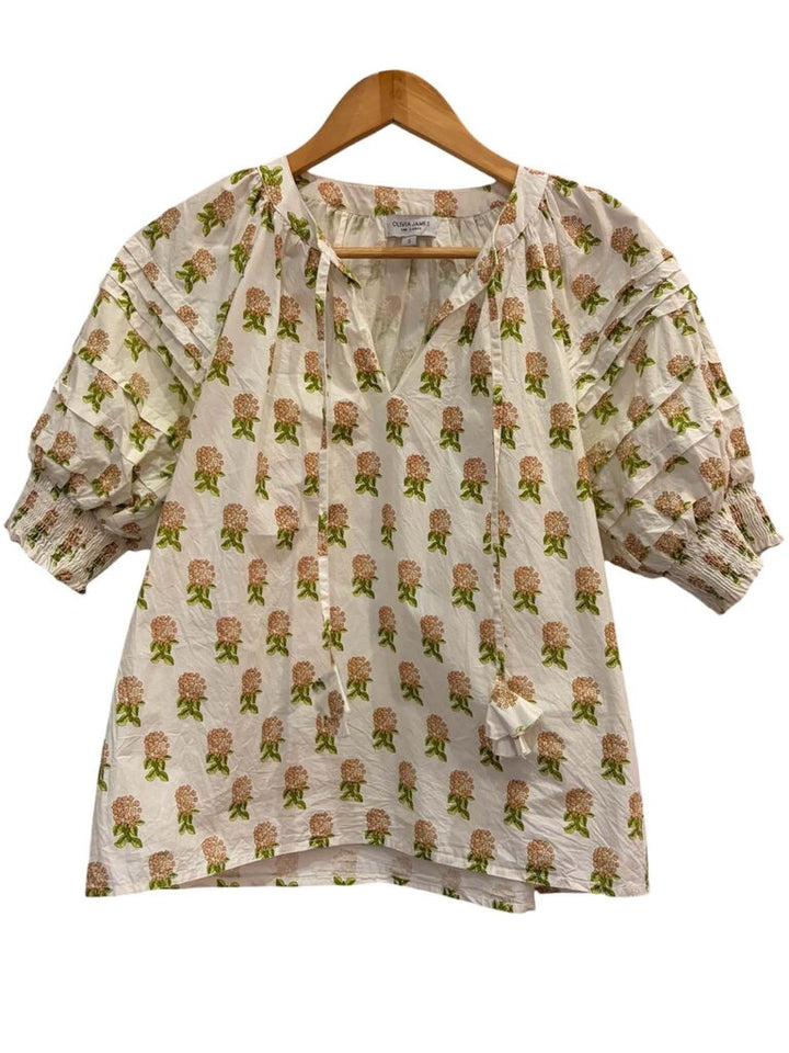 Olivia James Floral Puff Sleeve Top - Size Small