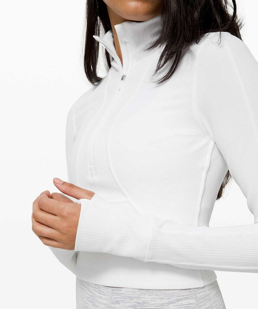 Lululemon Take It In Stride 1/2 Zip in White- Size XS