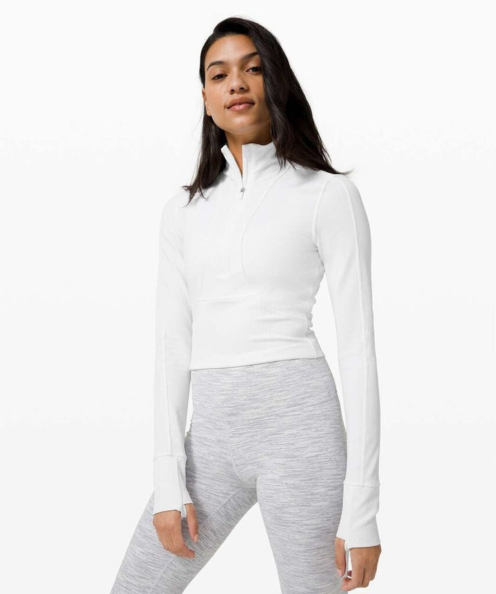 Lululemon Take It In Stride 1/2 Zip in White- Size XS