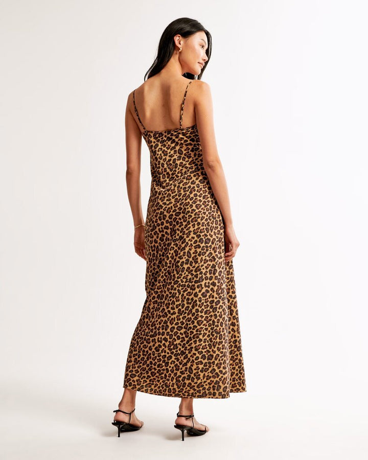 Women's The A&F Julia Slip Maxi Dress in Leopard | Size S