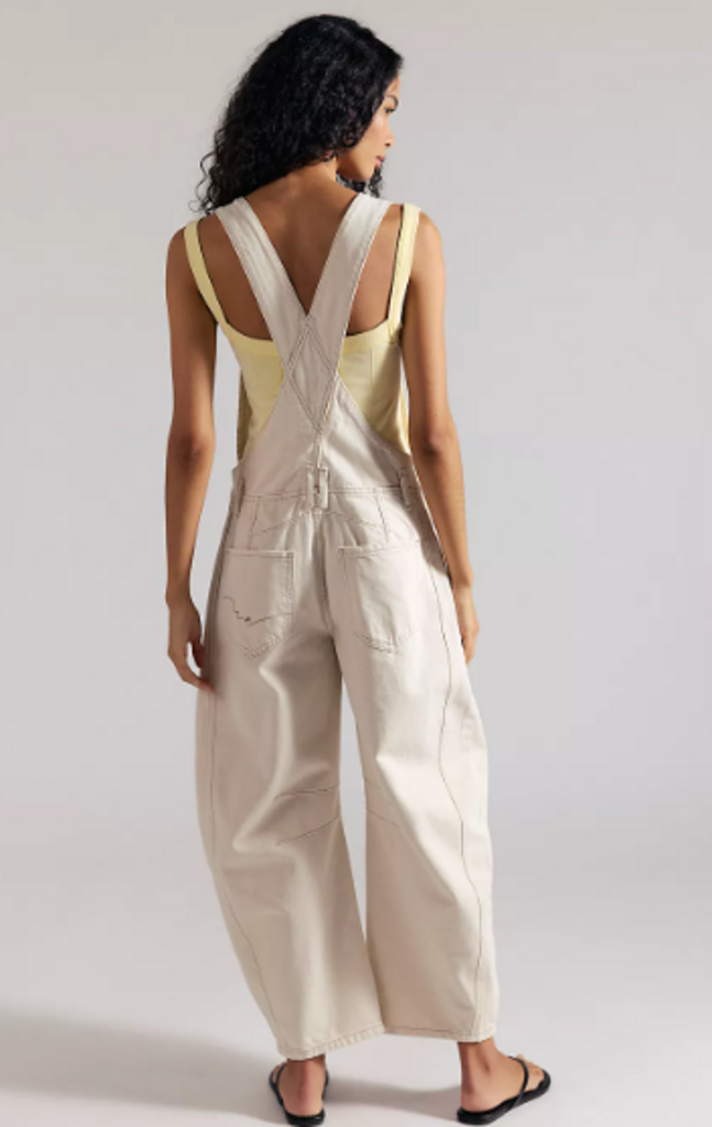 Free People Good Luck Barrel Overalls In Milk - Size small