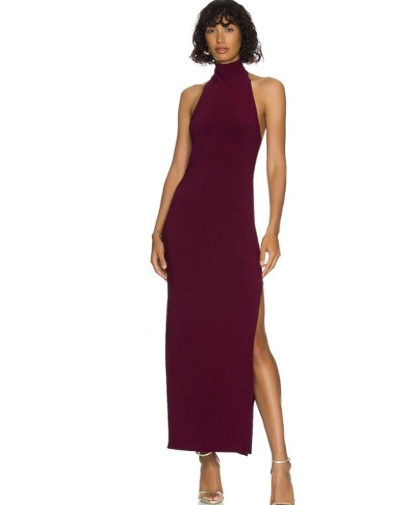 Norma Kamali Halter Side Slit Midi Dress (Retails for $225) - Size XS/S