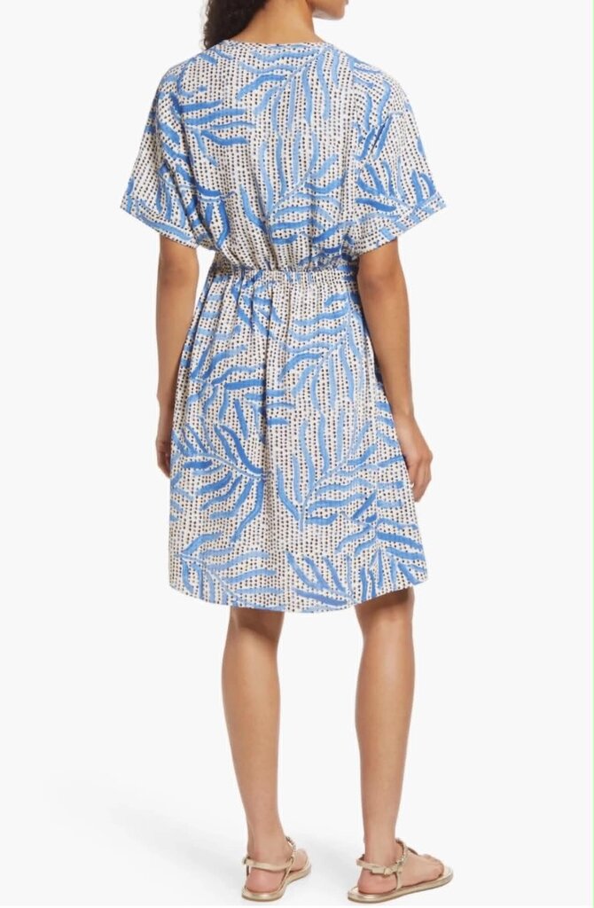 Nic + Zoe Blue Palm Dot Fit And Flare Dress - Size Large