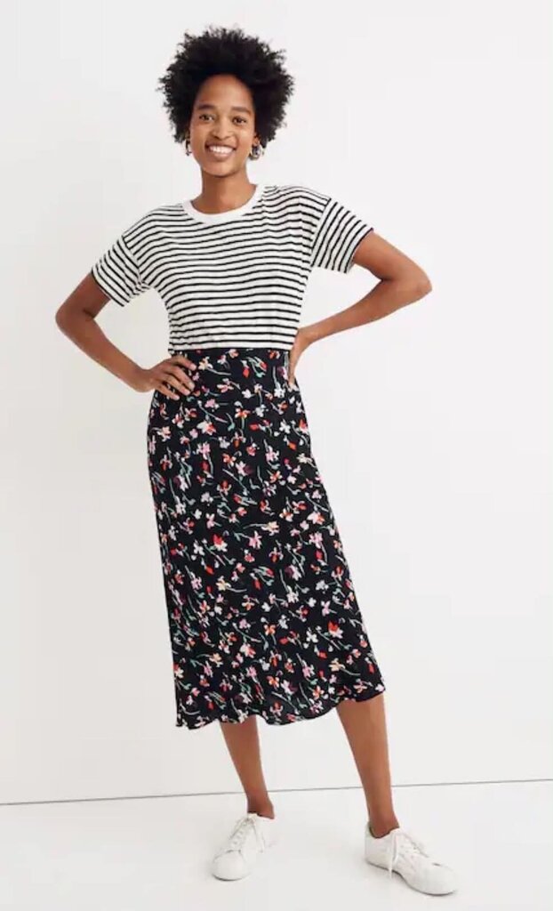 Madewell Midi Slip Skirt In Drifting Flowers - Size 12