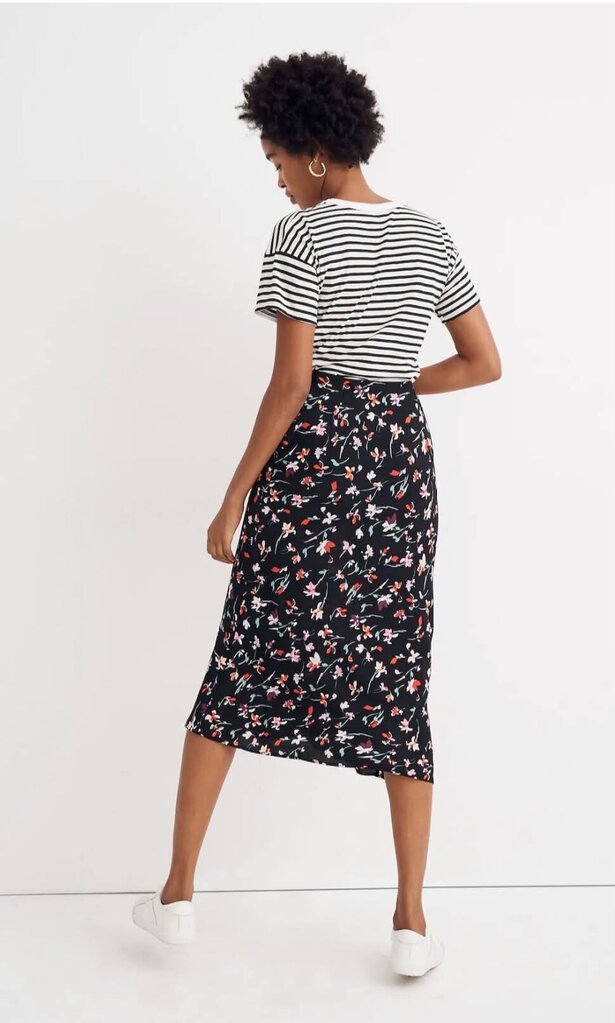 Madewell Midi Slip Skirt In Drifting Flowers - Size 12