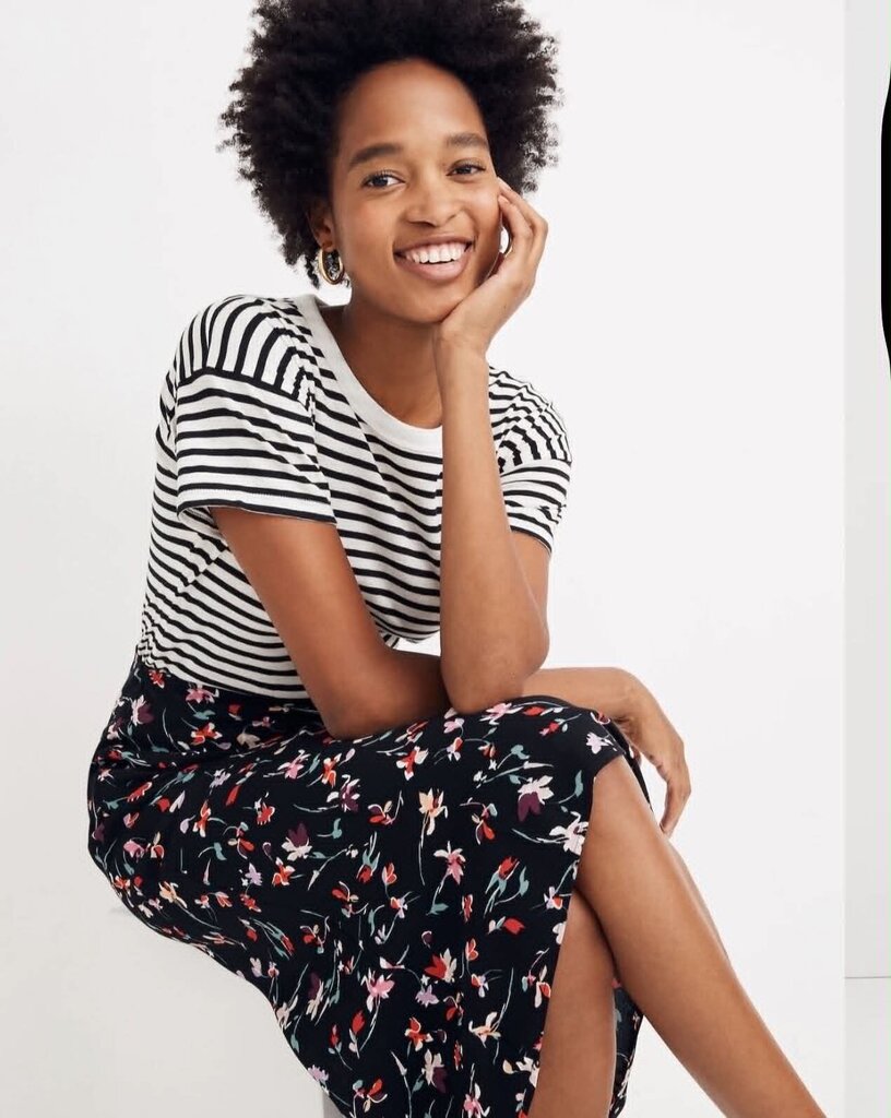 Madewell Midi Slip Skirt In Drifting Flowers - Size 12