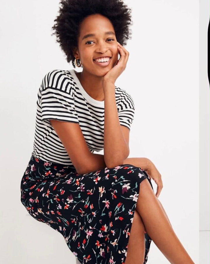 Madewell Midi Slip Skirt In Drifting Flowers - Size 12
