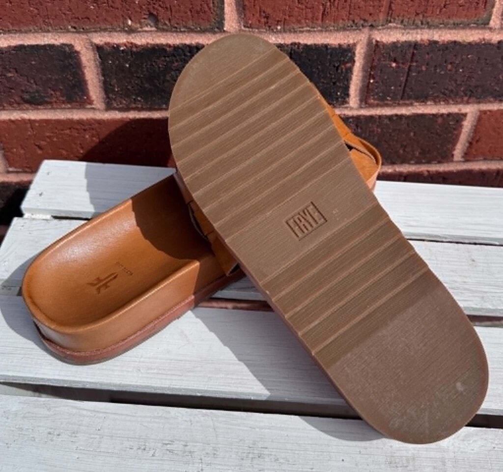 Frye Lily Woven Link Leather Slide Sandals - Size 8