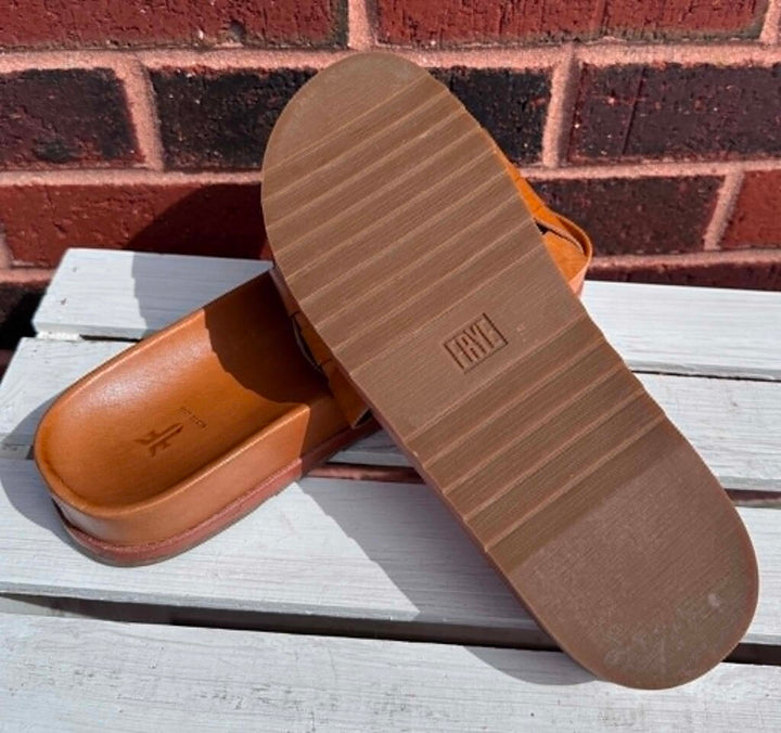 Frye Lily Woven Link Leather Slide Sandals - Size 8
