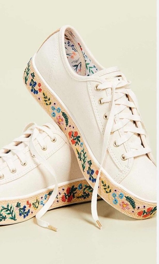 Keds x Rifle Paper Co. Embroidered Triple Kick Sneakers - Size 9