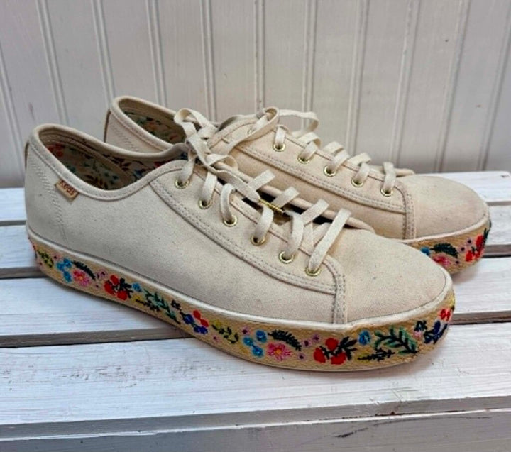 Keds x Rifle Paper Co. Embroidered Triple Kick Sneakers - Size 9