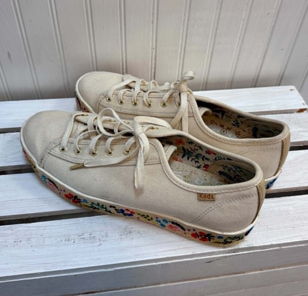 Keds x Rifle Paper Co. Embroidered Triple Kick Sneakers - Size 9
