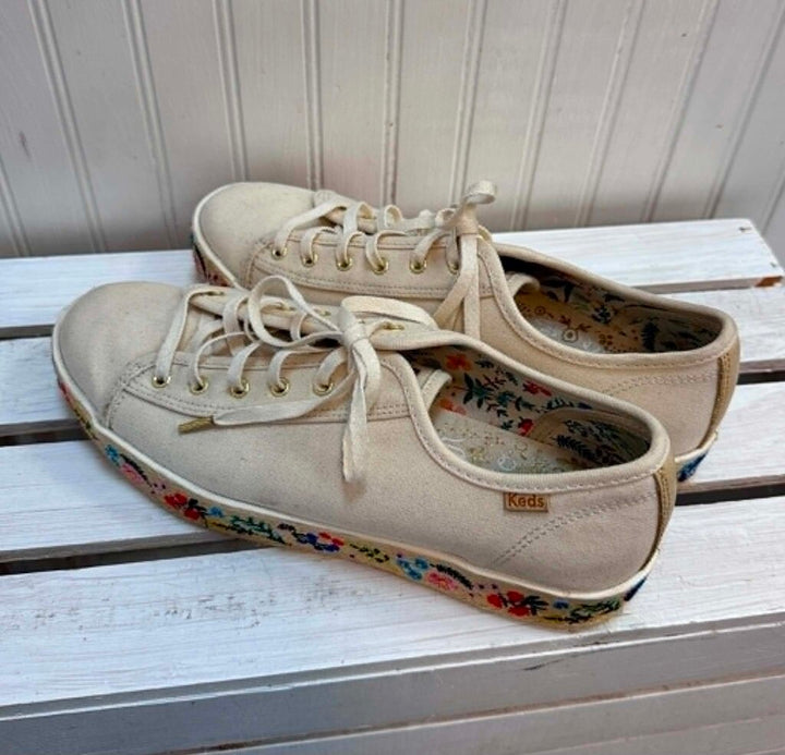 Keds x Rifle Paper Co. Embroidered Triple Kick Sneakers - Size 9