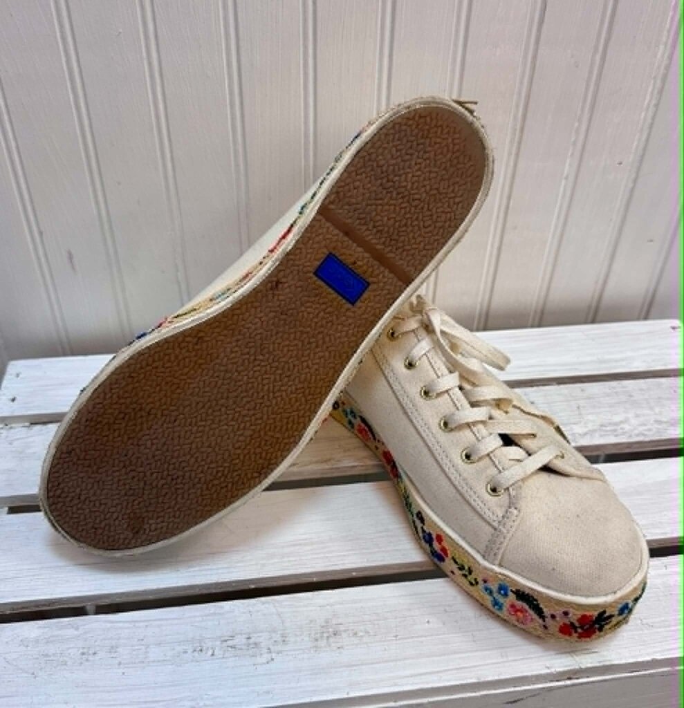 Keds x Rifle Paper Co. Embroidered Triple Kick Sneakers - Size 9