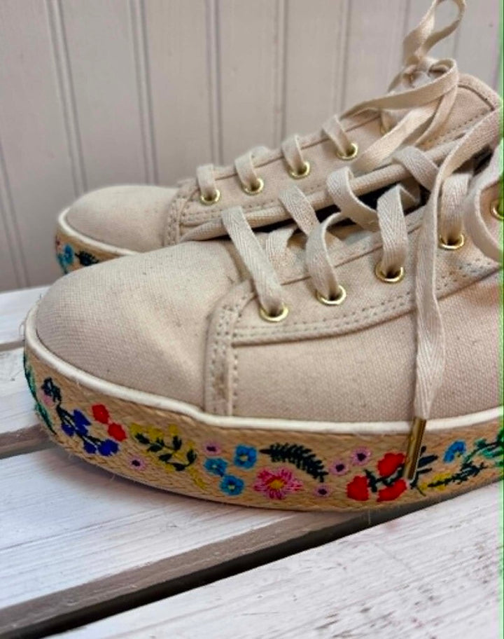 Keds x Rifle Paper Co. Embroidered Triple Kick Sneakers - Size 9
