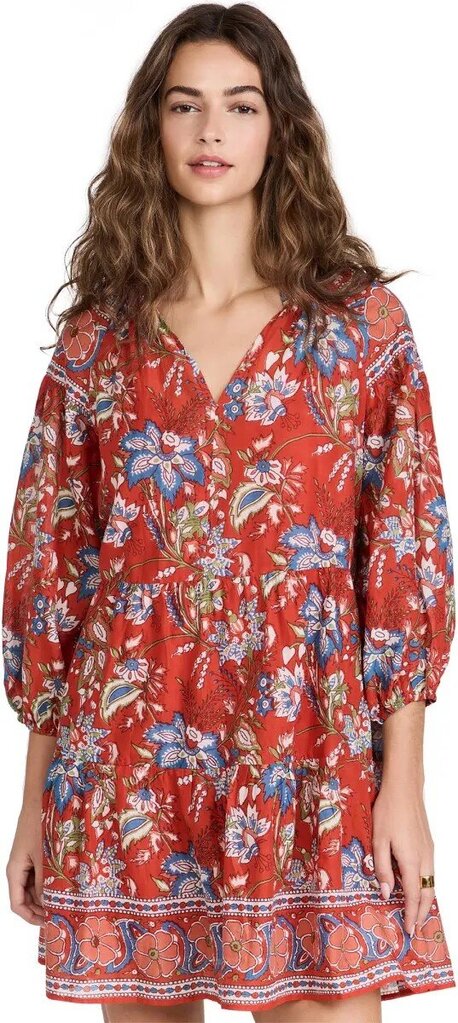 Velvet By Graham & Spencer Lilah Printed Boho Dress in Rouge - Size Small