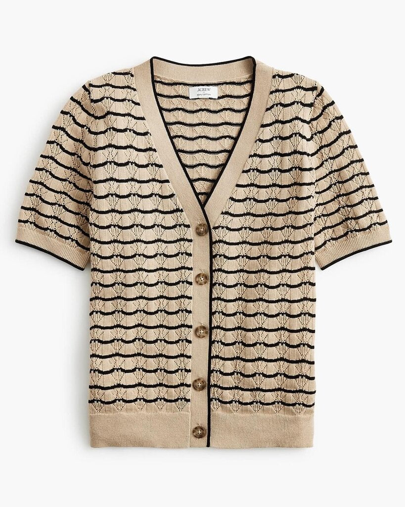 J Crew Pointelle V-neck Cardigan V-neck Sweater - Size Large