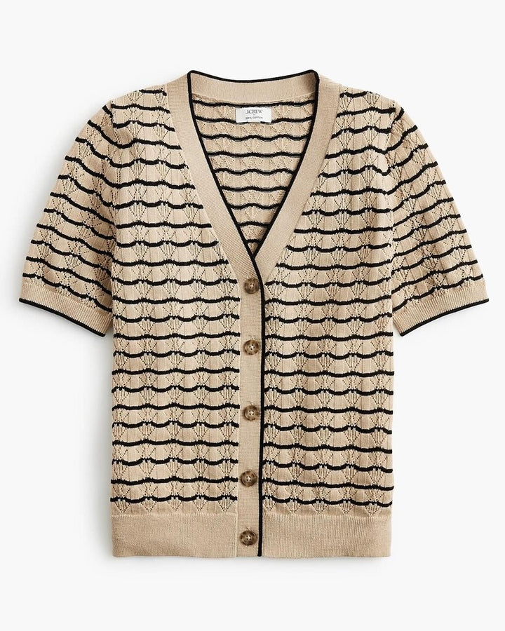 J Crew Pointelle V-neck Cardigan V-neck Sweater - Size Large