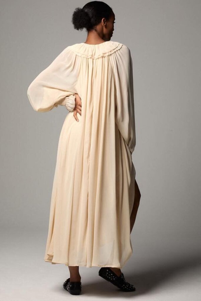 Anthropologie NWT Long-Sleeve Sheer Pleated Midi Dress - Size Large P (Retails for $188)