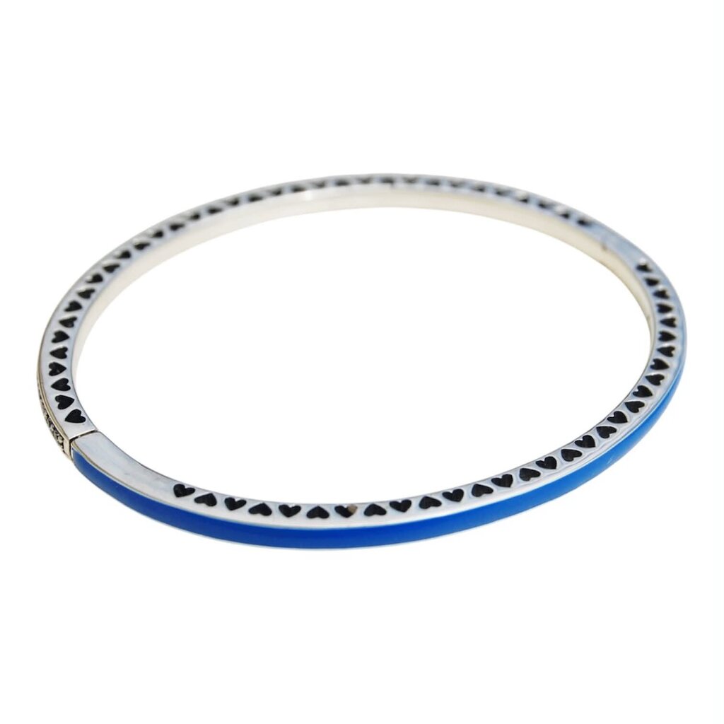 Pandora Sterling Silver Radiant Hearts Royal Blue Bangle