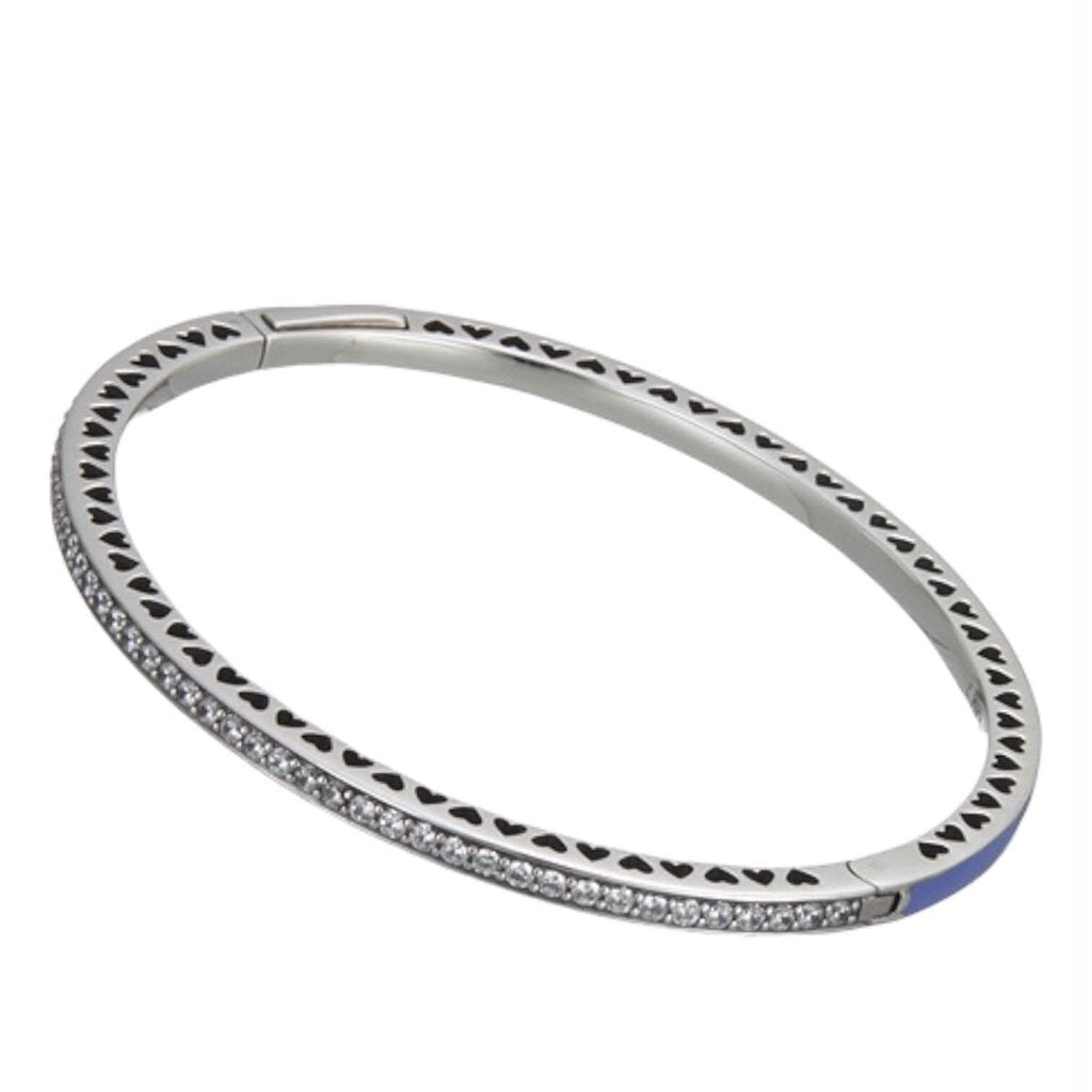 Pandora Sterling Silver Radiant Hearts Royal Blue Bangle