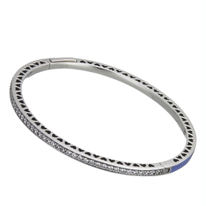 Pandora Sterling Silver Radiant Hearts Royal Blue Bangle