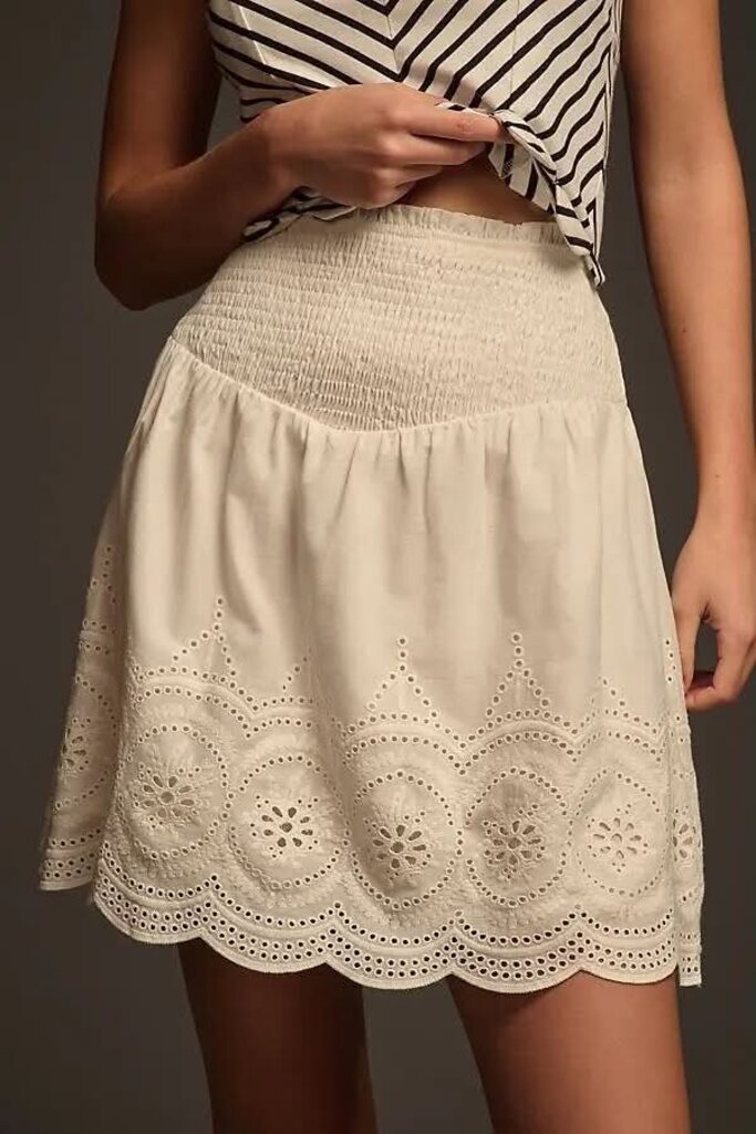 Free the Roses Smocked-Waist Mini Skirt - Size Large