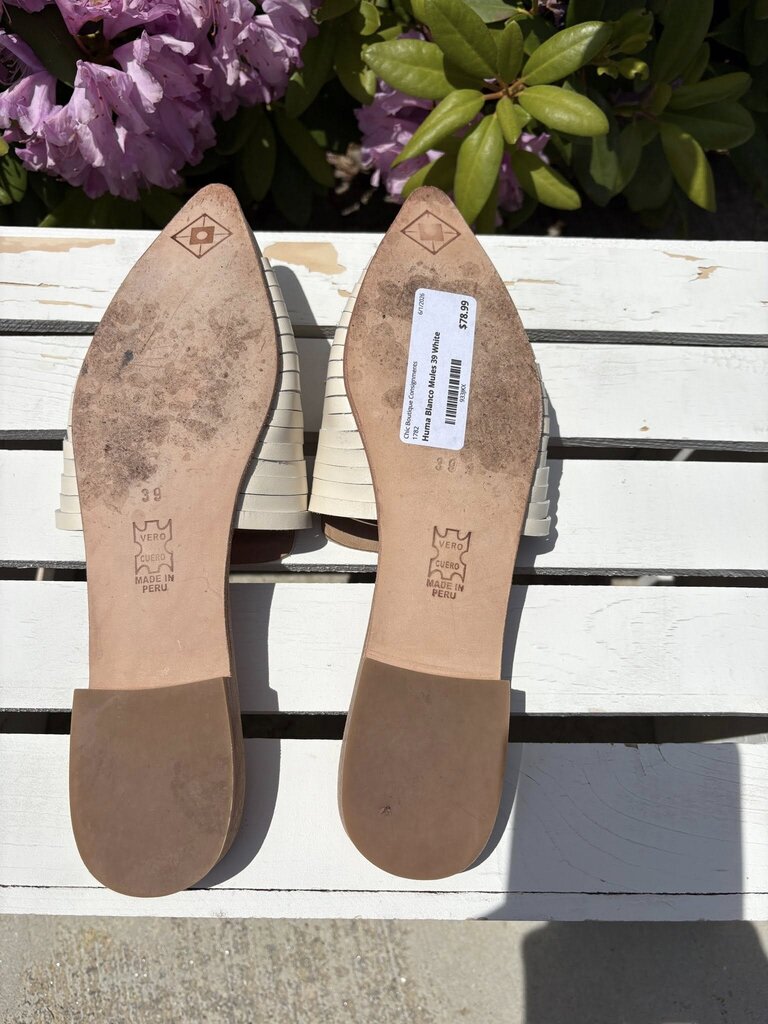 Huma Blanco Woven Leather Mules - Size 39