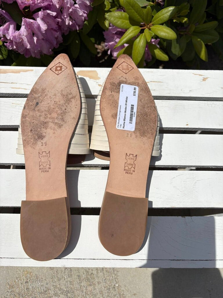 Huma Blanco Woven Leather Mules - Size 39