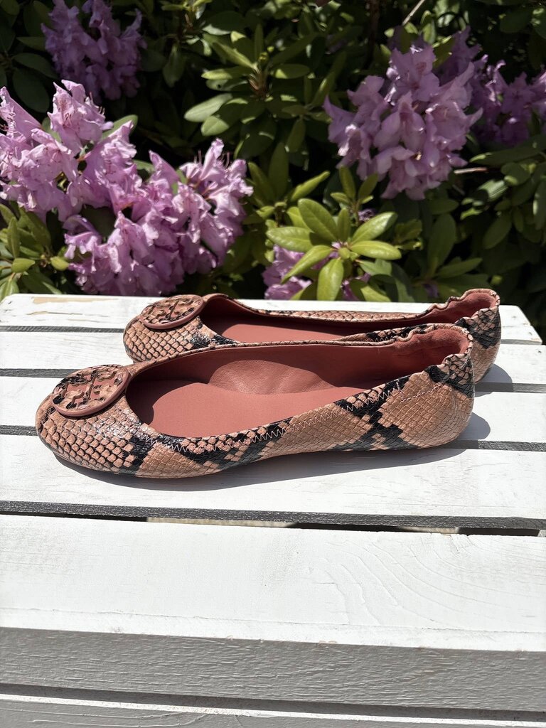 Tory Burch Minnie Travel Ballet Flats in Snake Print - Size 8.5