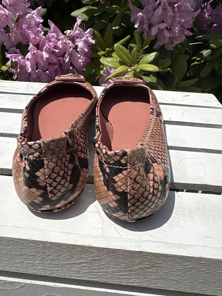 Tory Burch Minnie Travel Ballet Flats in Snake Print - Size 8.5