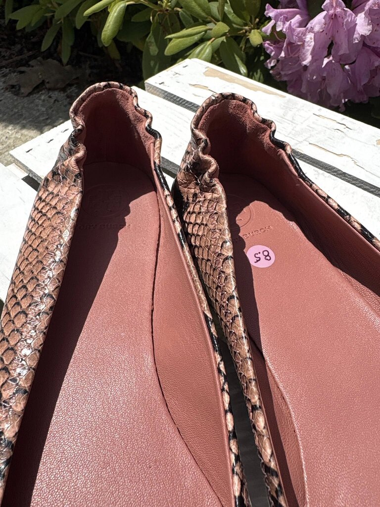 Tory Burch Minnie Travel Ballet Flats in Snake Print - Size 8.5
