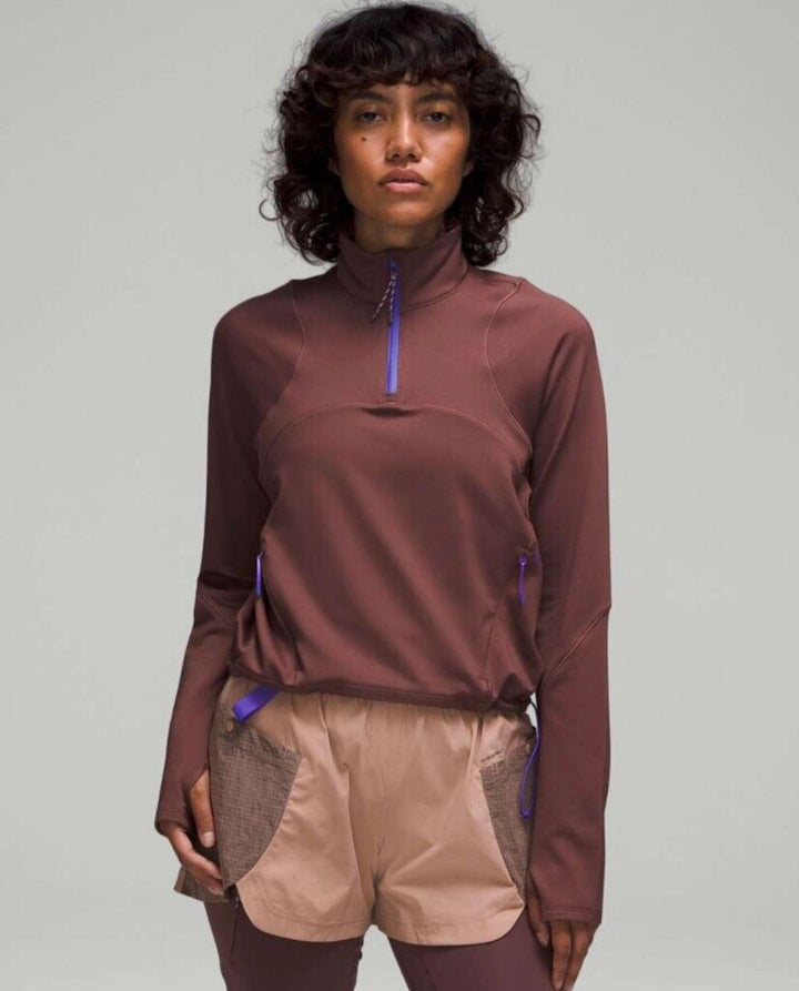 Lululemon Tech Fleece Hiking 1/4 Zip Pullover in dark Oxide/Pink Clay (Retails for $128) - Size 4