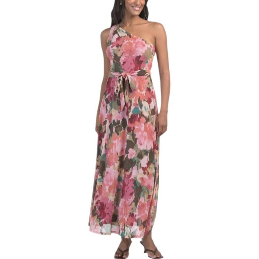 Nicole Miller NWT Mesh One Shoulder Dress in Rose - Size 4