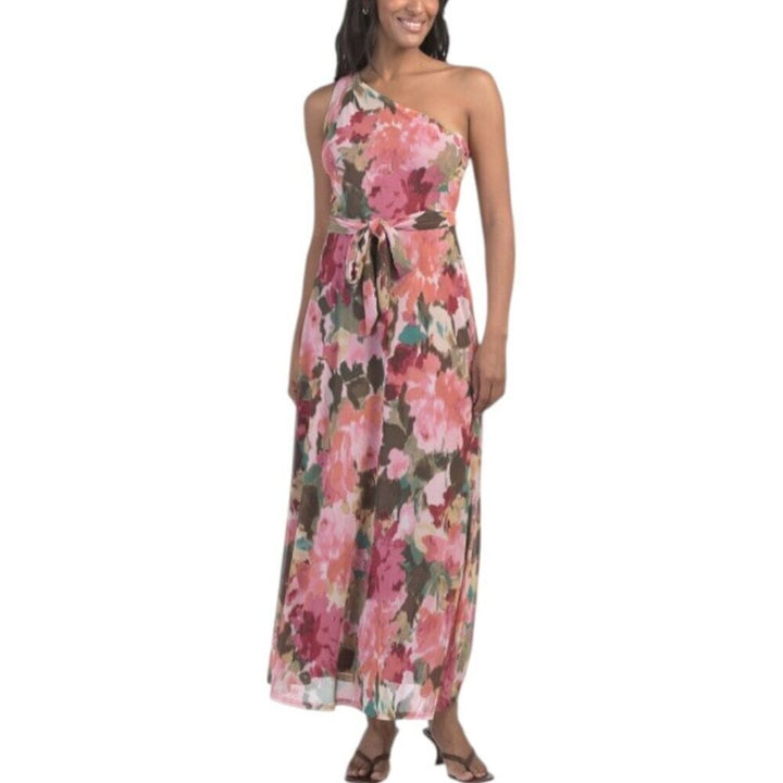 Nicole Miller NWT Mesh One Shoulder Dress in Rose - Size 4