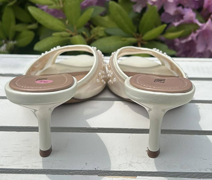 Zara Embroidered Embellished Mesh Sandal Heels - Size 36