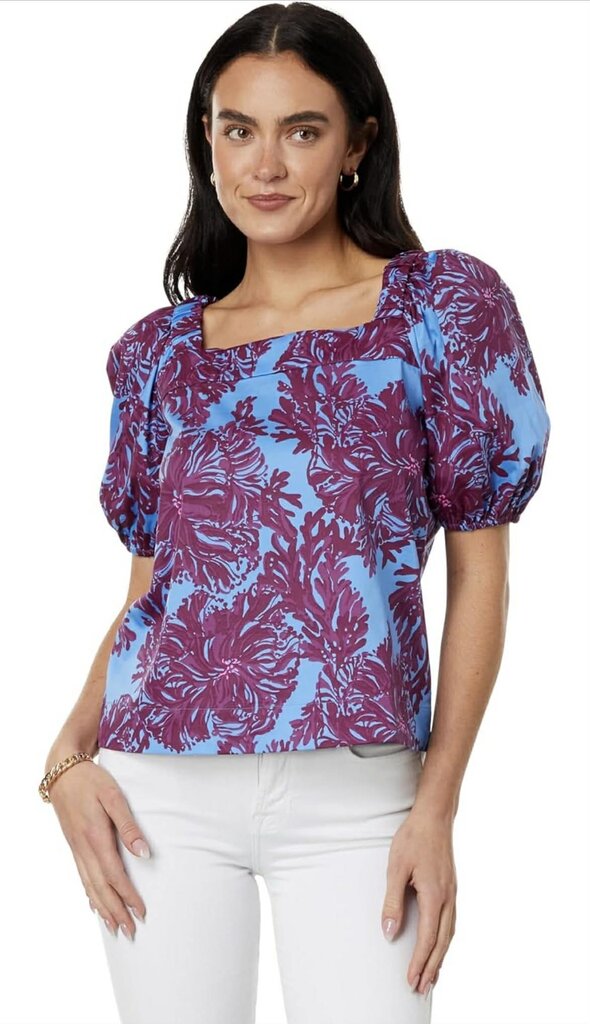 Lilly Pulitzer NWT Torrey Short Sleeve Stretch Top in Abaco Blue - Size 4