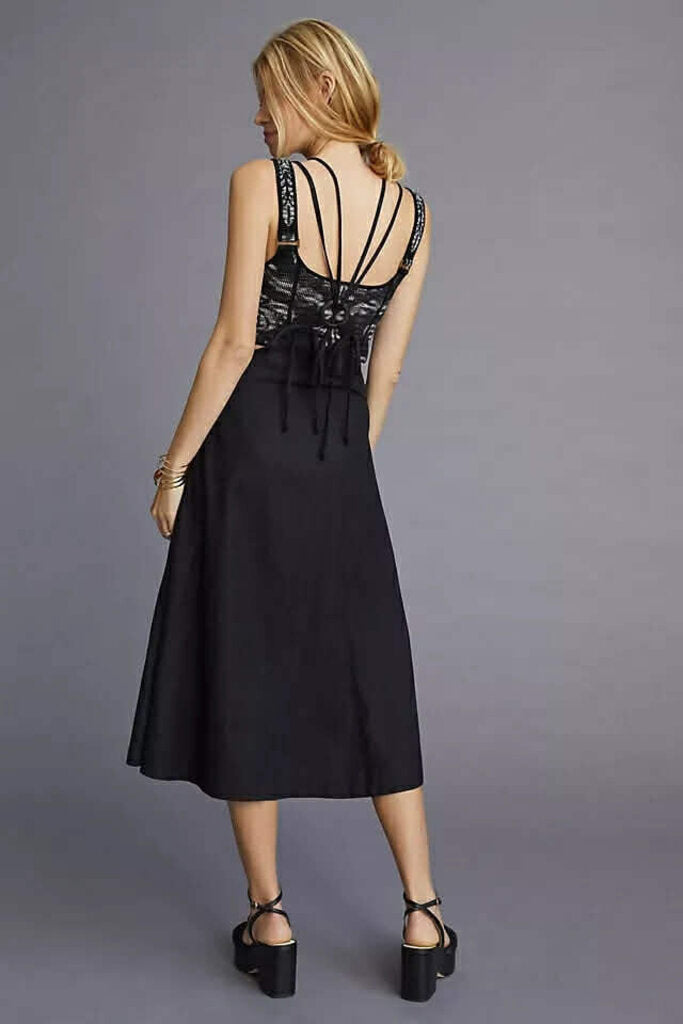Anthropologie Modern Pinafore Bib Overall Jumper Dress in Black - Size 2